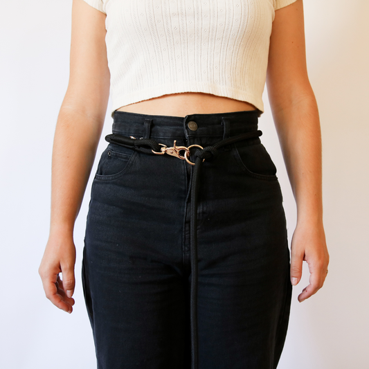 Black Hands Free Dog Braided Rope Leash