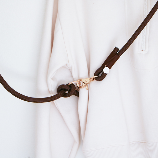 Brown Hands Free Braided Leash