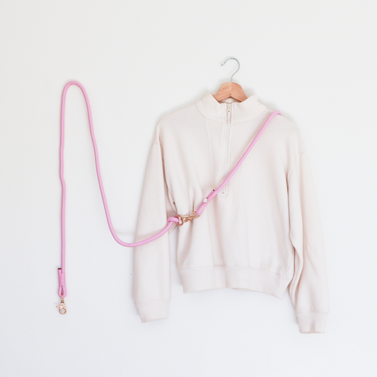 Baby Pink Hands Free Braided Leash