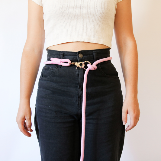 Baby Pink Hands Free Braided Leash