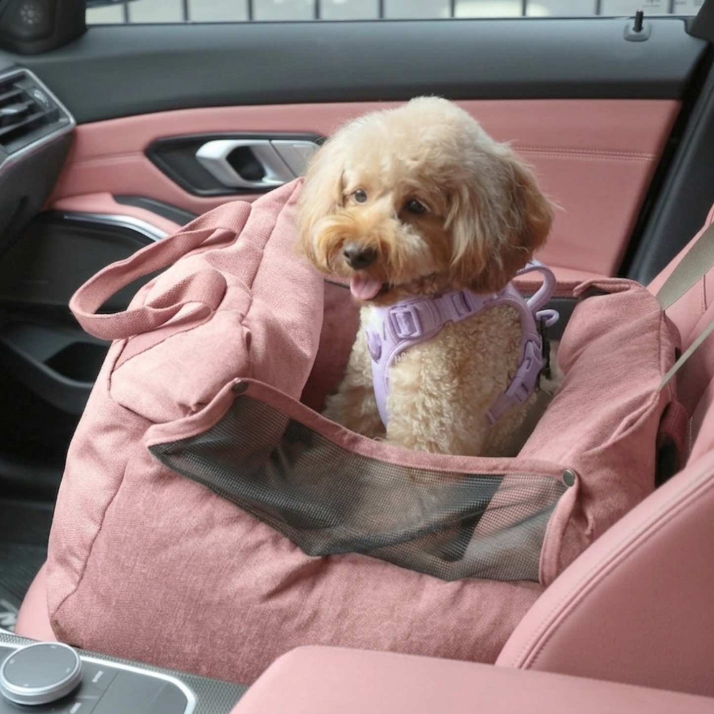 Puff Guard Dog Car Seat Pink