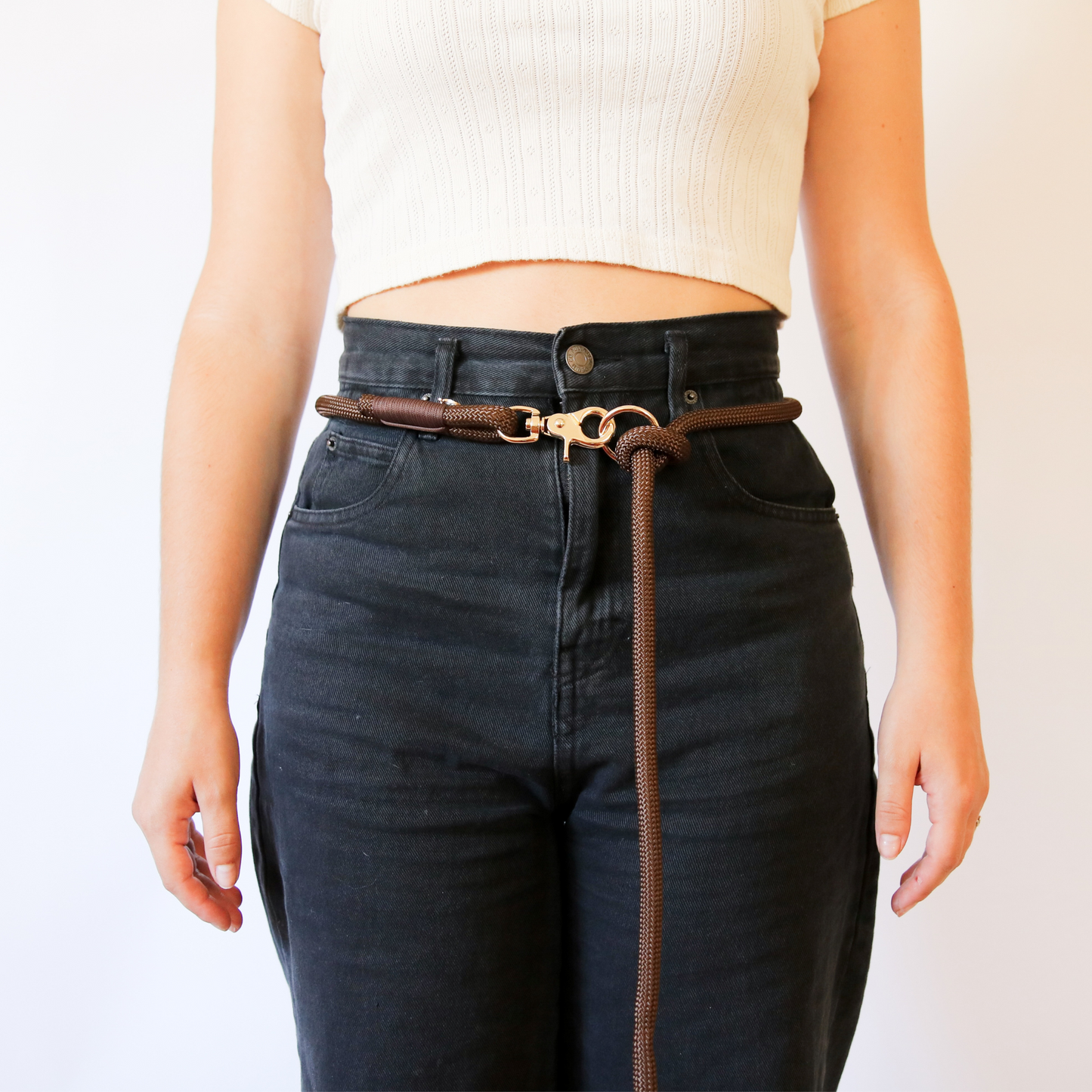 Brown Hands Free Braided Leash