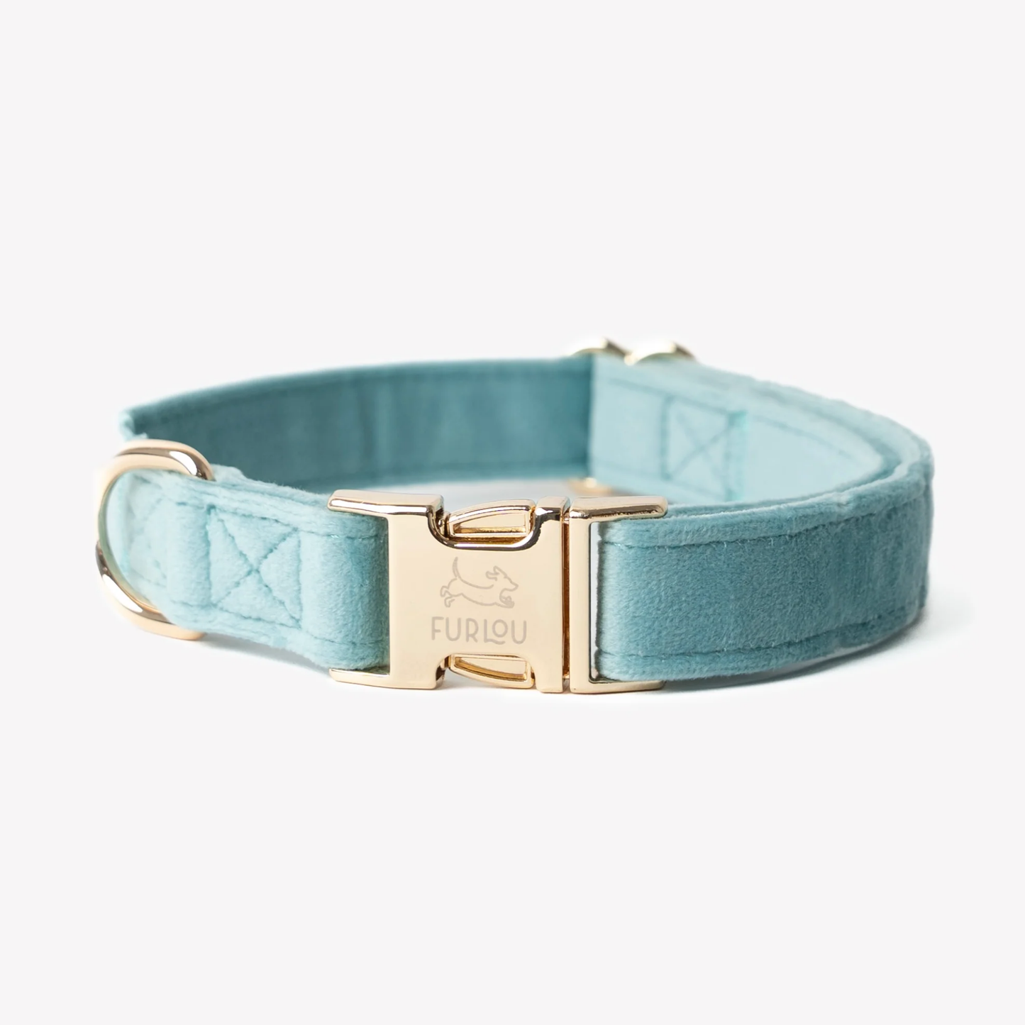Aqua Blue Velvet Dog Collar