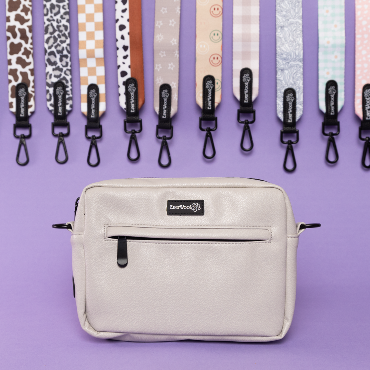 Dog Mom Walkie Bag Leather Grey