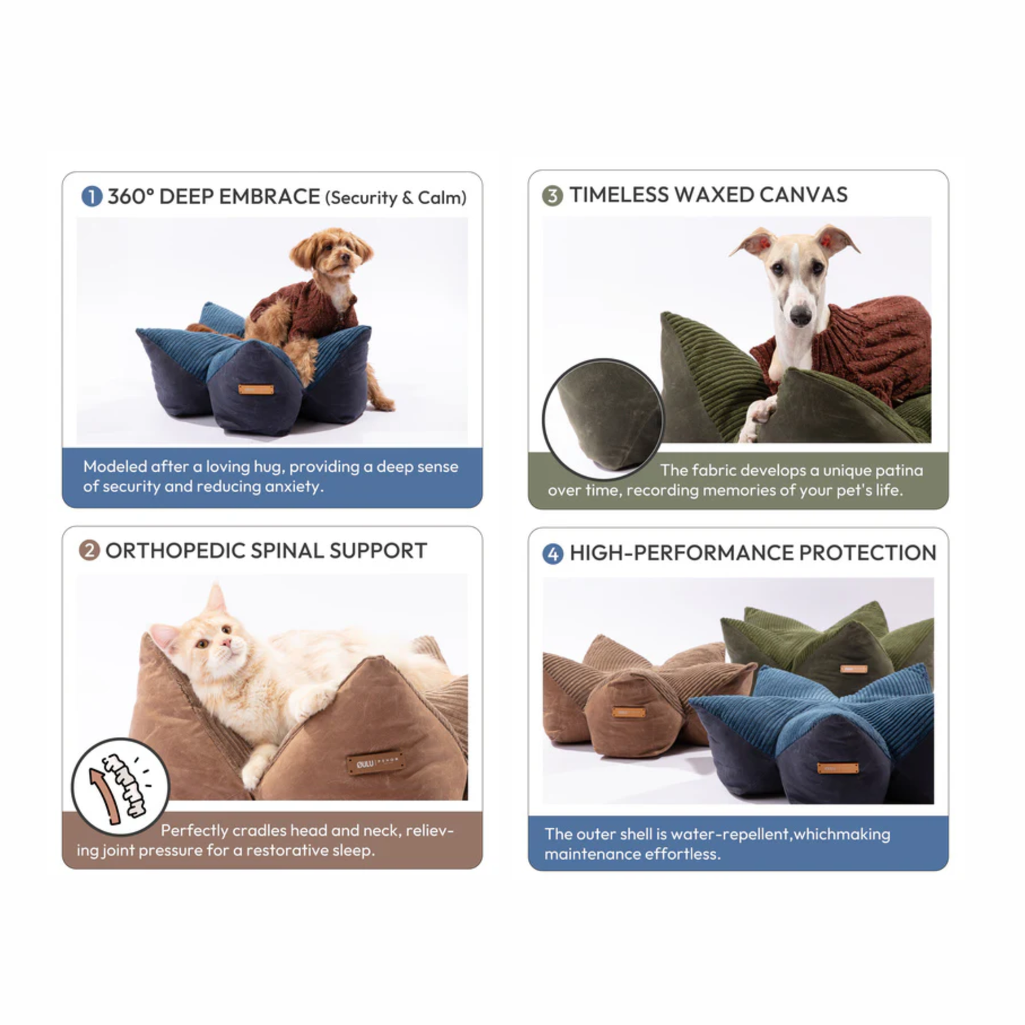 OULU X PEHOM Cuddle Pet Pillow Bed - Brown